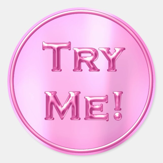 Testen Sie Me Candy Fuchsia Pink Tester Beispielco Runder Aufkleber (Vorderseite)