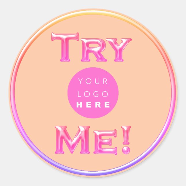 Testen Sie Me Logo Tester Beispiel Holograph Pink  Runder Aufkleber (Vorderseite)