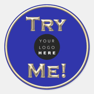 Testen Sie Me Logo Tester Sample Gold Blue Small B Runder Aufkleber