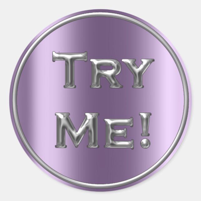 Testen Sie Me Silver Violet Tester Beispielcontain Runder Aufkleber (Vorderseite)
