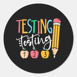 Testen von 123 Niedlich Rock The Test Day Teacher Runder Aufkleber