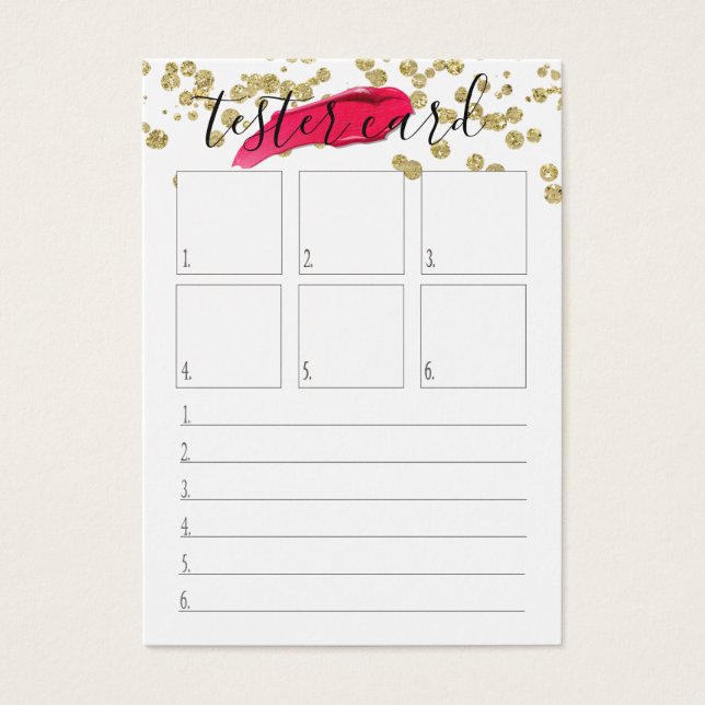 Tester Card - Lipstick Swatch Card - De nombreuses (Devant)