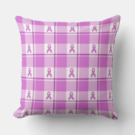 Testicular Cancer Awareness Plaid Purple Ribbon Kissen