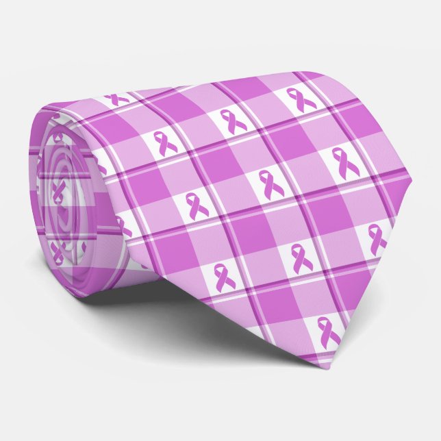 Testicular Cancer Awareness Plaid Purple Ribbon Krawatte (Gerollt)