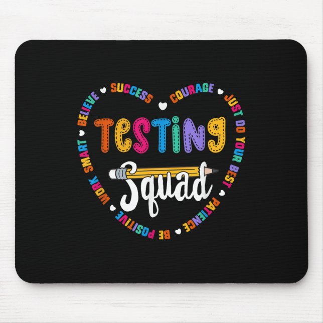 Testing Squad Motivational Test Day Words Heart Te Mousepad (Vorne)