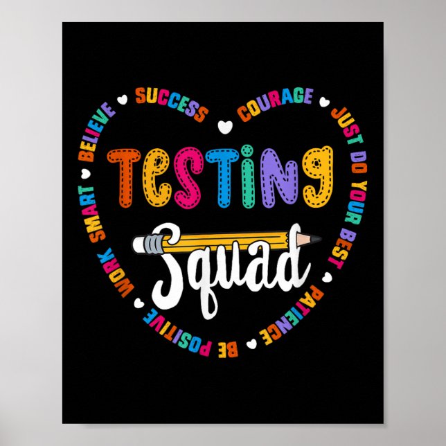 Testing Squad Motivational Test Day Words Heart Te Poster (Vorne)