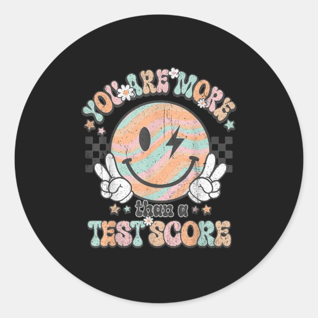 Testing Teacher Groovy Smile You Are More Than A T Runder Aufkleber (Vorderseite)