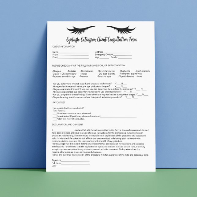 Testskriptkalligrafie für Allergie Briefbogen (Allergy Patch Test Script Calligraphy Consent Form Letterhead)
