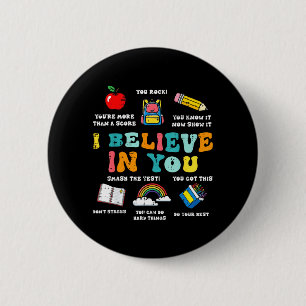 Testtag Ich glaube an den Staatstest Lehrer Frauen Button