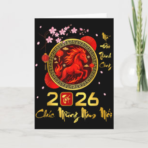 Tet 2026 Vietnamesisches Jahr Pferd Lunar Chinesis Karte