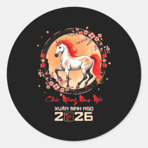 Tet 2026 Vietnamesisches Jahr Pferd Zodiak Lunar C Runder Aufkleber