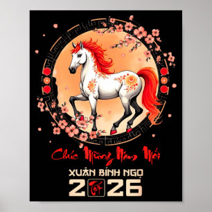 Tet 2026 Vietnamesisches Jahr Pferd Zodiak Mond Ch Poster