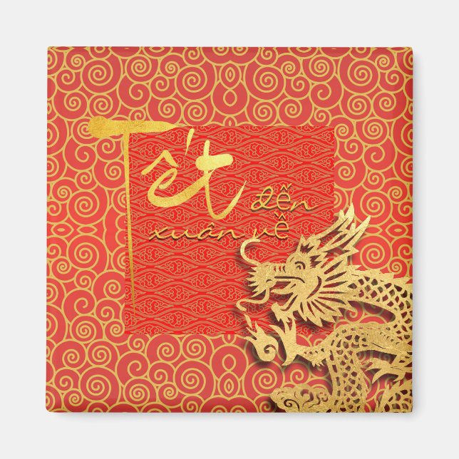 Tet kommt Frühjahr vietnamesischen Drachen Neujahr Magnet (Vorne)