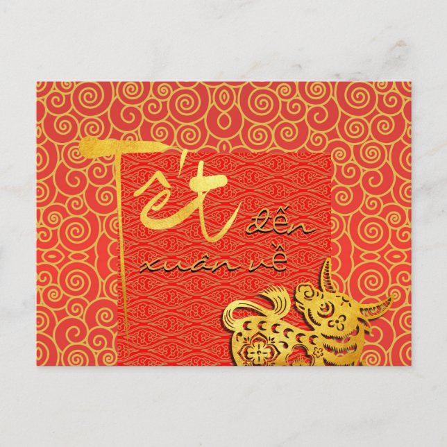 Tet kommt Frühjahr vietnamesischen OX Neujahr 2021 Postkarte (Vorderseite)