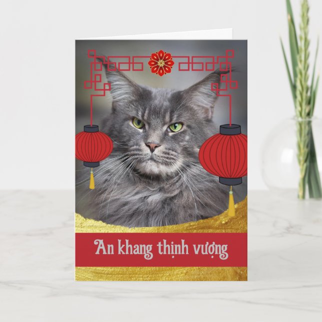 Tet Lunar Neujahr der Katze Vietnamesisch Karte (Vorderseite)