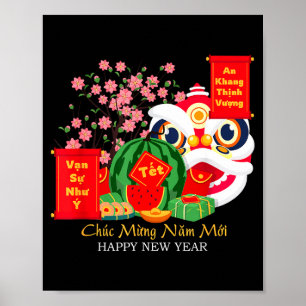 Tet Vietnamesischer Mondneujahrskalender 2025 Froh Poster