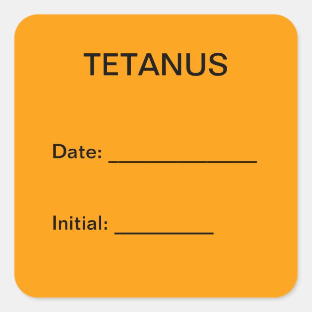 Tetanus Shot Chart Label Quadratischer Aufkleber (Vorderseite)