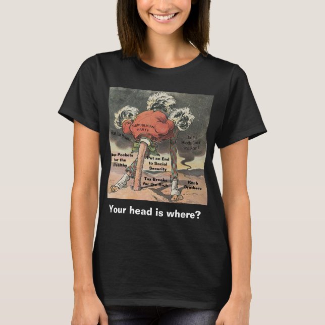 Tête dans le T-shirt féminin anti-républicain de s (Devant)