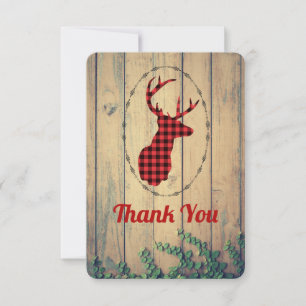 Tête de cerf avec Antlers Red Plaid Rustique Merci