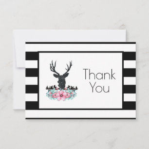 Tête de cerf avec fleurs et montagnes, merci pour