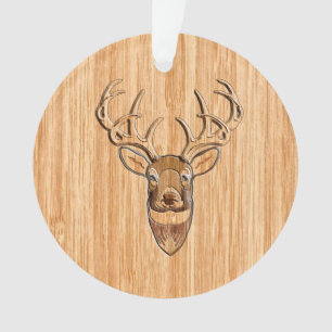 Tête de cerf Buck Style Grain de Bois Décor