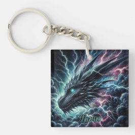 Tête de dragon dans un orage avec éclairs