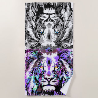 Tête de lion bleu gris - Serviette de plage de Lio