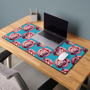Tête de lion rose motif animal design bleu