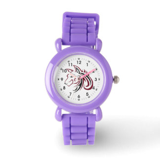 Tête de loup noir et rouge avec visage de montre E