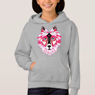 Tête de loup rose Polygone Design-24531