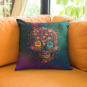 Tête de mort mexicaine oreiller