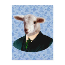 Tête de mouton avec carte postale du corps humain