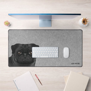 Tête de Pug noir dessin animé chien avec nom perso