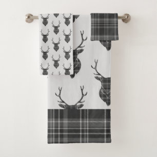 Tête De Tête Et Tartan Gris Motif Rustique