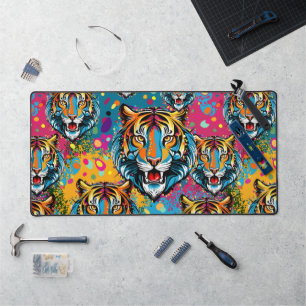 Tête de tigre couleurs arc-en-ciel peinture taches