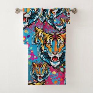 Tête de tigre couleurs arc-en-ciel peinture taches
