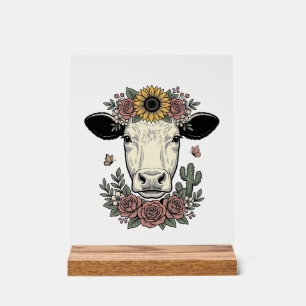 Tête de vache florale dessin vintage gravure Desig