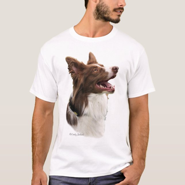 Tête rouge de border collie sur le T-shirt (Devant)