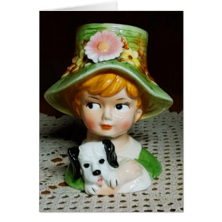 Tête rouge enfant et chiot petite fille Lady Tête 