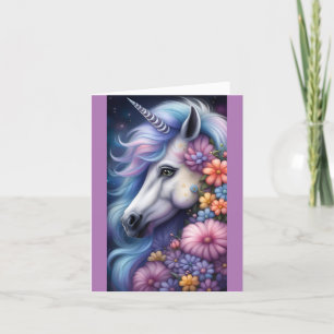 Tête Unicorne Avec Carte de remerciements Fleurs