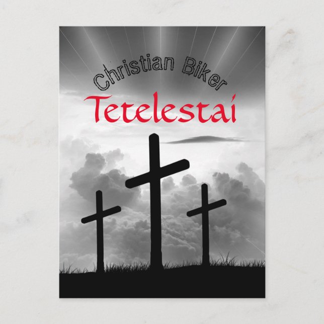 Tetelestai Christlich Biker's Scripture Verse Postkarte (Vorderseite)