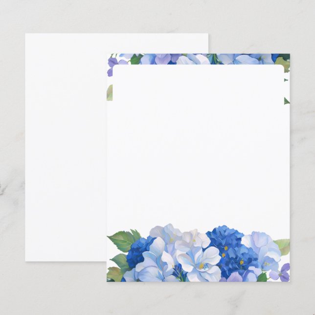 Têtes de papier en-tête des tons bleus floraux (Devant / Derrière)