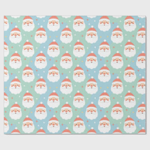 Têtes de Père Noël joufflus mignons Papier cadeau