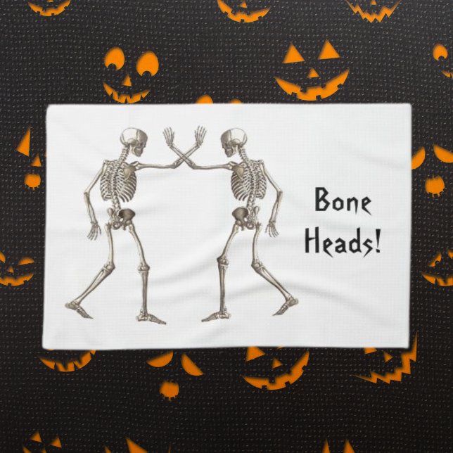 Têtes d'os Squelette Halloween Serviette de cuisin (Bone Heads Skeleton Halloween Kitchen Towel)