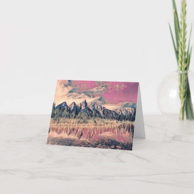 Teton-Berge mit Reflektionskarte Dankeskarte (Vorderseite)
