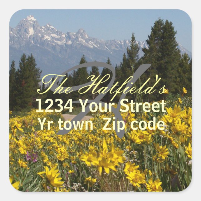 Teton familial et tournesol étiquette de adresse (Devant)