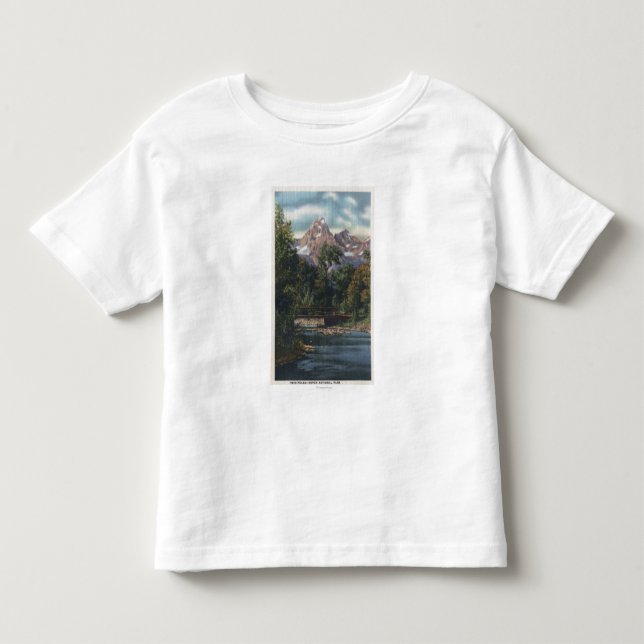 Teton Nationalpark, WY - Doppelspitzen-Ansicht Kleinkind T-shirt (Vorderseite)