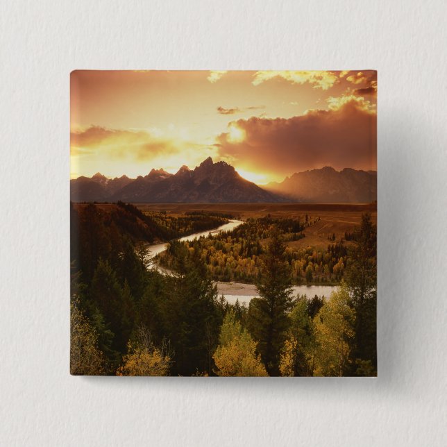 Teton Range bei Sonnenuntergang, vom Snake River Button (Vorderseite)
