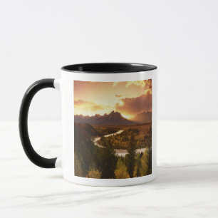 Teton Range bei Sonnenuntergang, vom Snake River Tasse