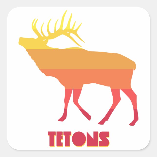 Tetons Elk Quadratischer Aufkleber (Vorderseite)